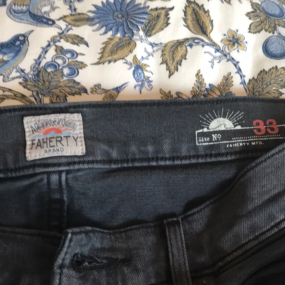 Men’s Faherty brand black gray jean pant.